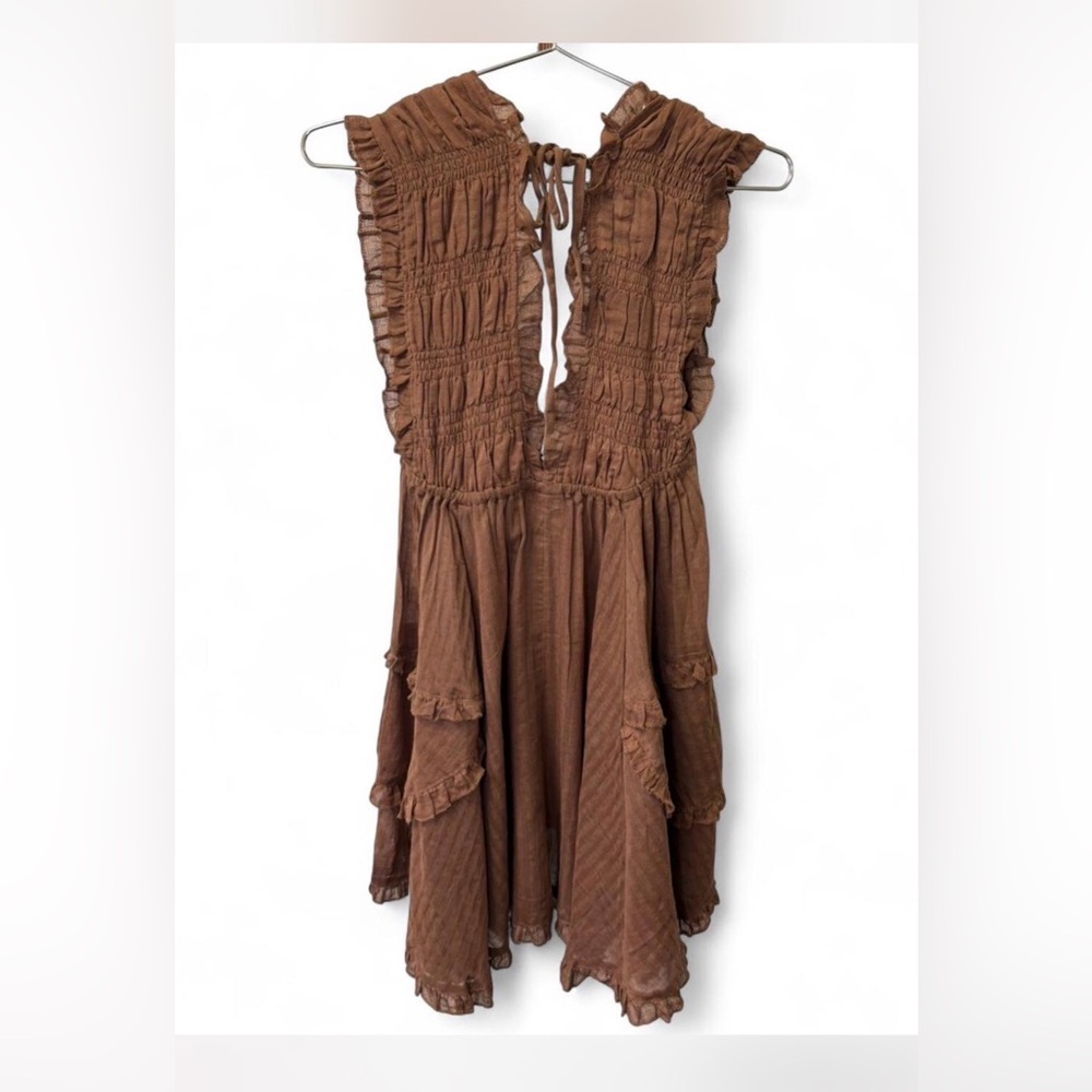 ASOS-Brown ruffled dress size 2